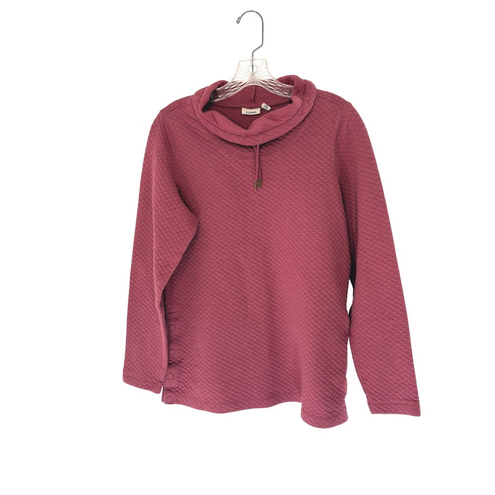 L.L. Bean Women's SoftLight Quilted Top Funnelneck Pullover Red Casual Medium